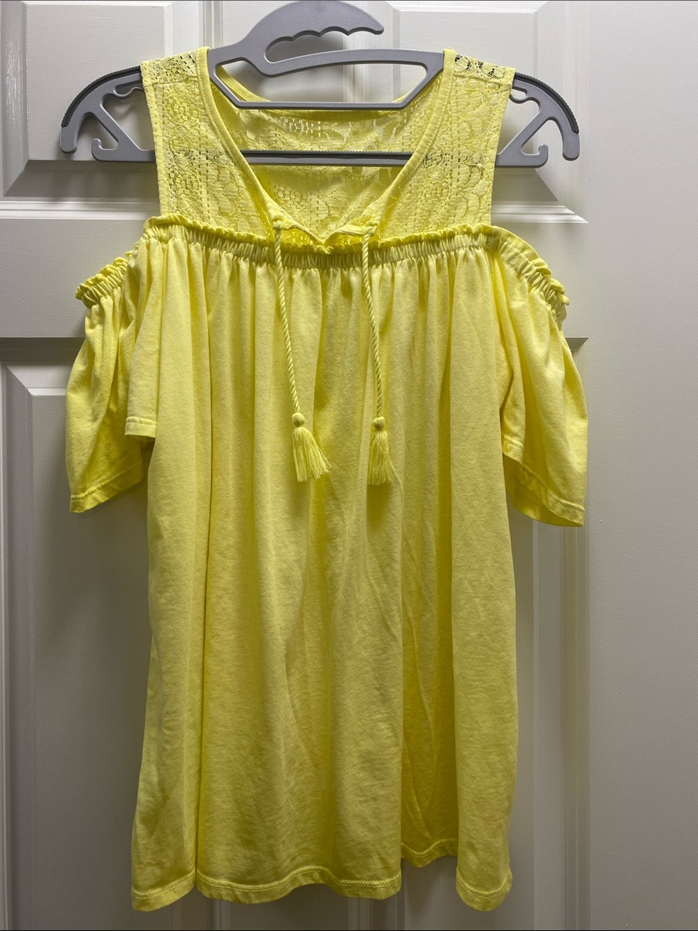 18 Plus Justice Bright Yellow Girls' juniors cold shoulder Top